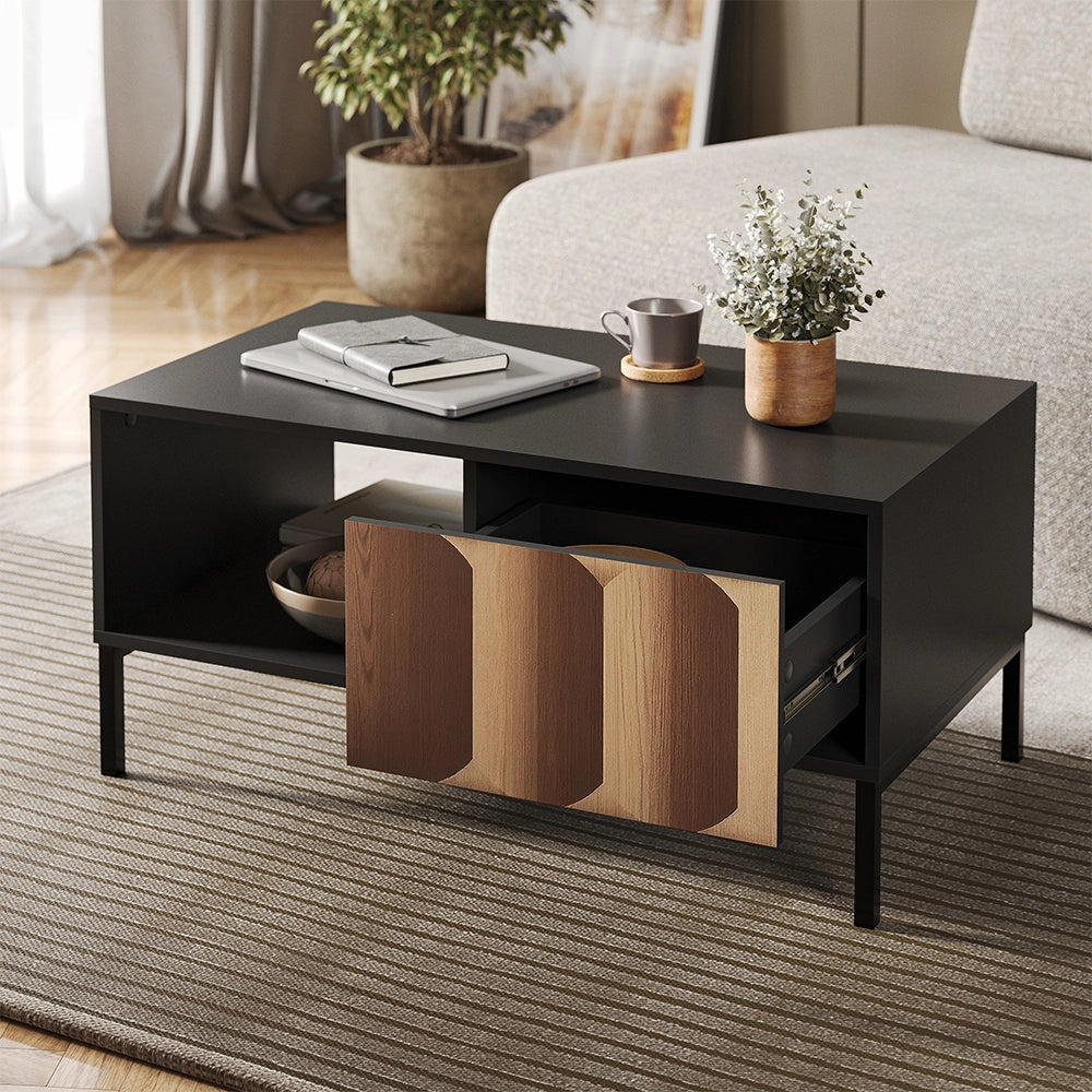 Vicco Tavolino Nero/quercia 90 x 50 cm con cassetto