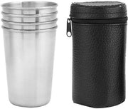 Set di Bicchieri in Acciaio Inossidabile - 4 Pezzi - Qualità Nutrizionale - Senza Additivi - Facile da Pulire - Ideali per il Campeggio - Bicchieri da Drink
