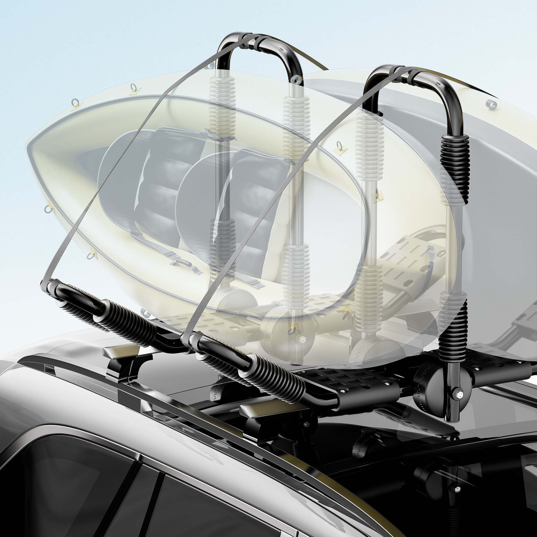 Porta kayak da auto a forma di J 2 pz. Ripiegabili In alluminio Porta canoa/kayak Cinghie incl.