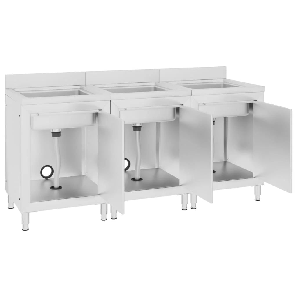 Set di 3 lavelli da cucina professionali 96 cm acciaio inox 02_0000726