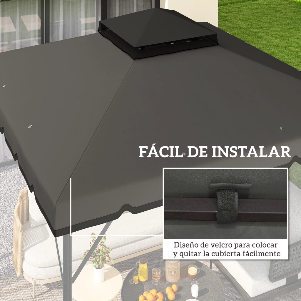 Toldo da giardino 3x3 m ¨C zephmum ¨C grigio chiaro