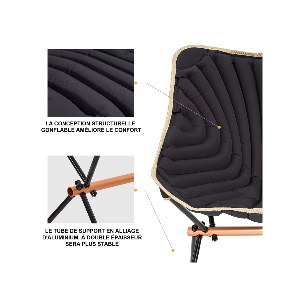 Sedia da campeggio gonfiabile - Kingcamp - Nero - Borsa da trasporto inclusa