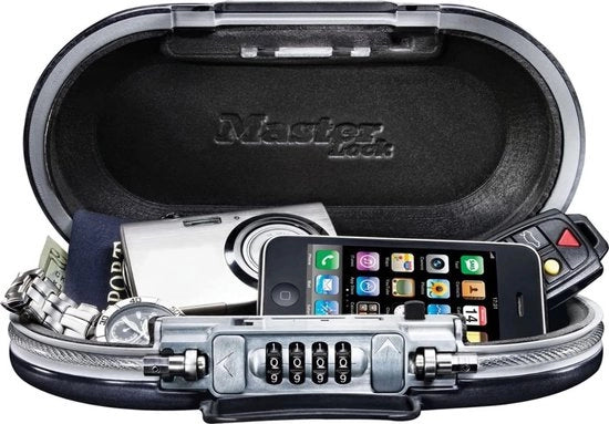 Portatile Cassetta di Sicurezza Nera - Portatile Cassetta di Sicurezza - Mini-Sicurezza con Cavo - Proteggi i tuoi oggetti durante i viaggi