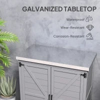 Armadio da Esterno con Ripiano e Banco da Lavoro in Legno e Acciaio, 79x43x92 cm, Grigio