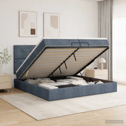 Letto ottomano con materasso Grigio Scuro 200 x 200 cm Velluto 3457744