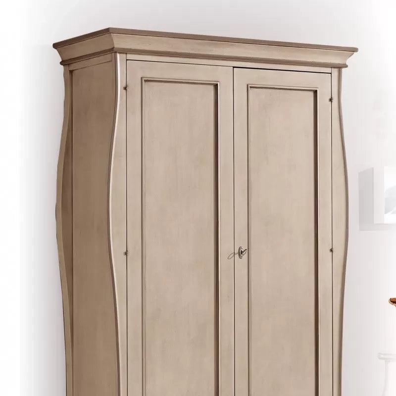 Armadio 2 ante legno shabby avorio anticato e tortora 127x64x212 (1462) - Mobili 2G