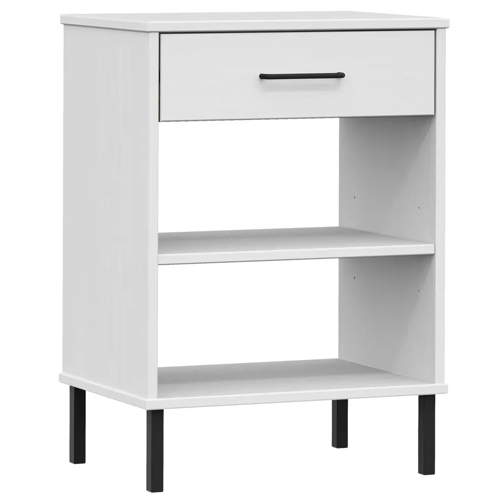 Mobile Consolle Gambe Metallo Bianco Legno Massello Pino OSLO 351002