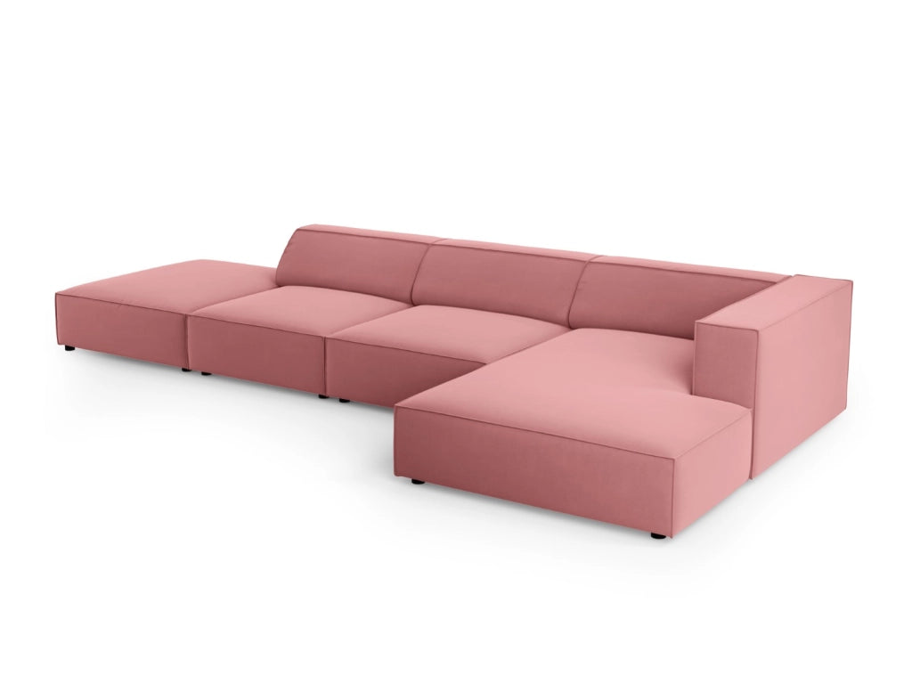 Cosmopolitan Design - Divano angolare destro "Arendal" 5 posti in velluto salmone 