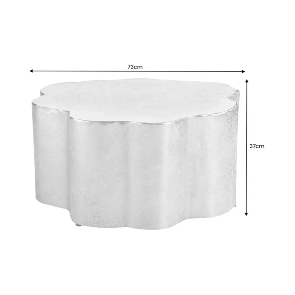 Tavolino basso TRIANE dorato forma organica – Alluminio lucido design asimmetrico