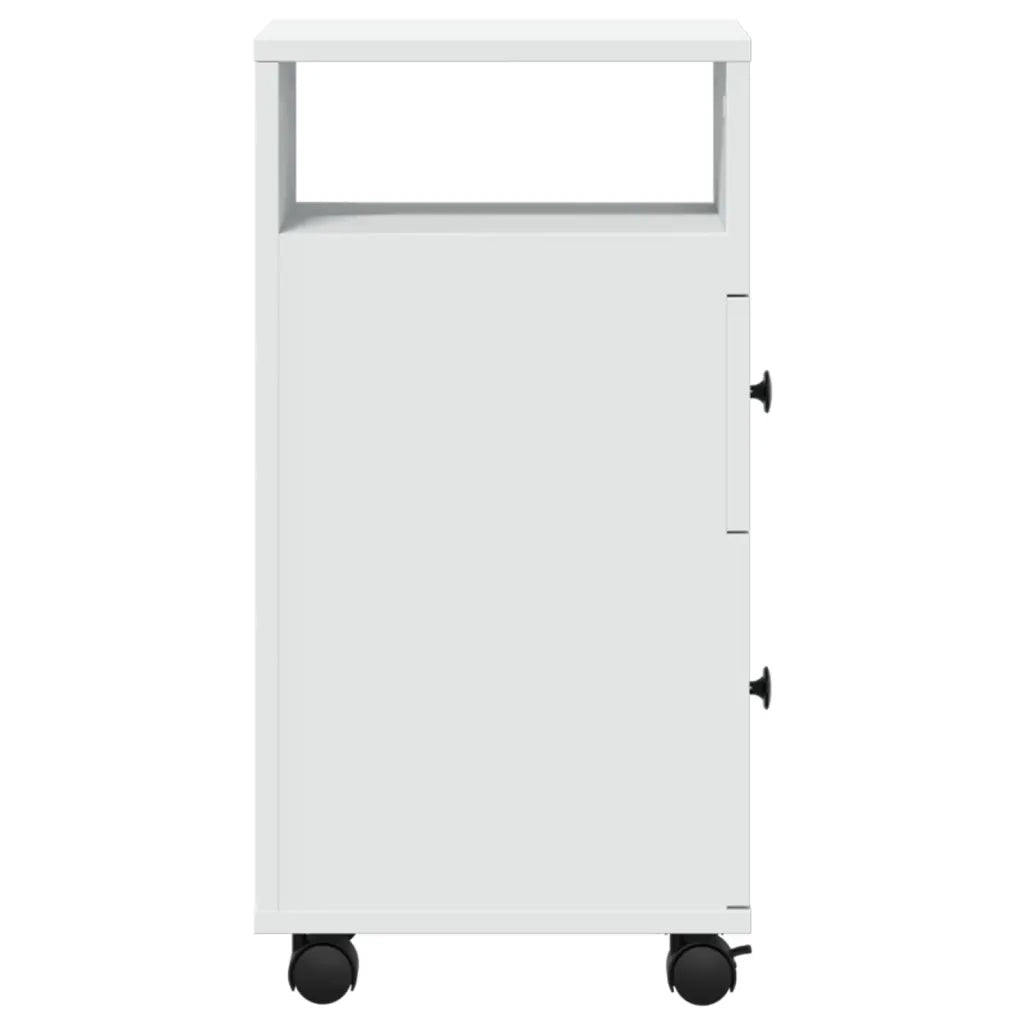 Mobile da Bagno Stretto con Ruote Bianco in Truciolato