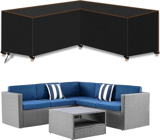 Copertura L per divani esterni, divani lounge esterni, tenda di protezione, gruppo di seduta premium impermeabile e resistente al vento, tessuto Oxford 420D, coprimaterasso per divani esterni 215 x 215 x 85 cm