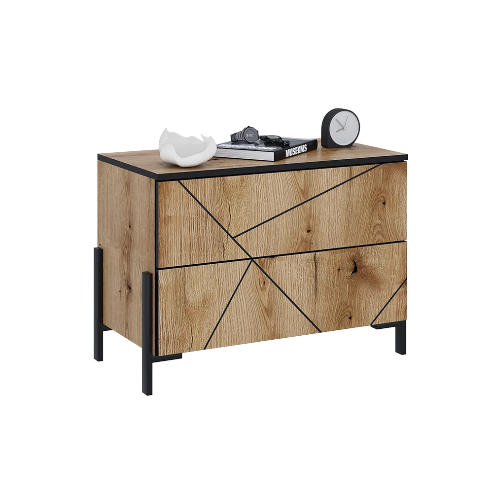 Vicco Comodino camera da letto Rovere 78 x 55.2 cm con 2 cassetti