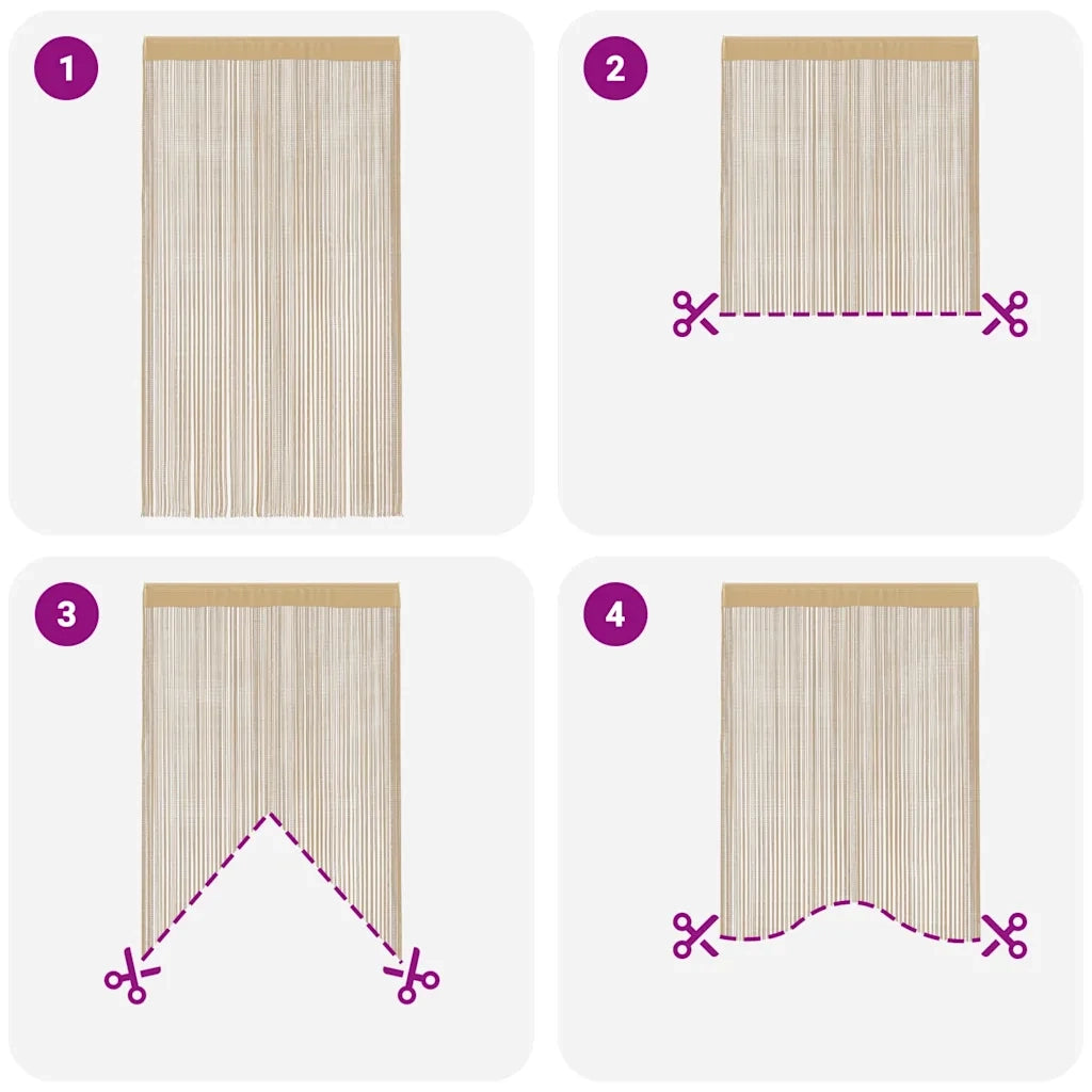 2 Pz Tende a Fili 140x250 cm Beige 132405