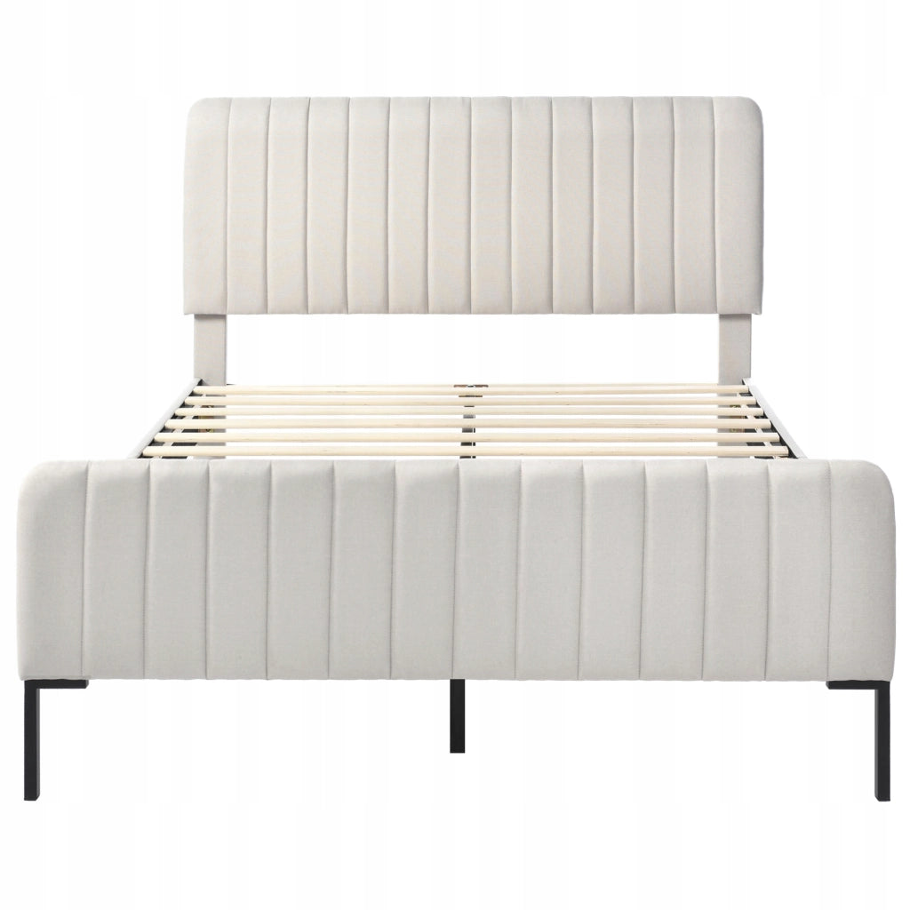 Letto imbottito 180x200 - Xylo - Grigio-beige con schienale regolabile