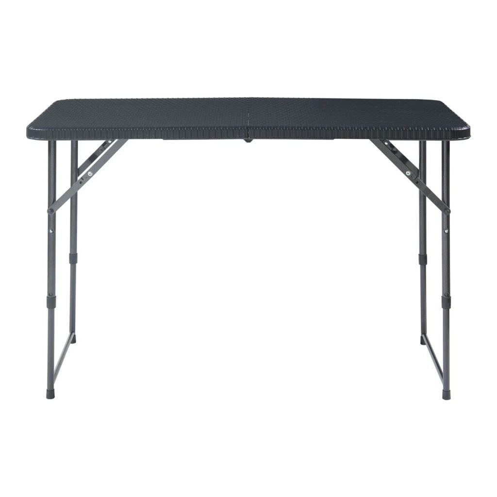 Tavolo da campeggio pieghevole con altezza regolabile 120 x 60 cm effetto rattan nero 03_0010995