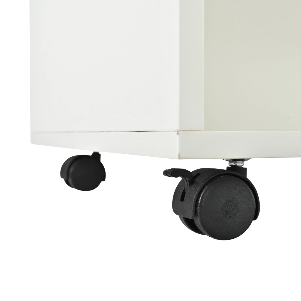 Tavolino da caffè alzabile con 4 cassetti e ruote - per soggiorno - 100x50x52 cm - bianco