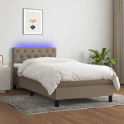 Letto a Molle con Materasso e LED-Struttura Letto con Materasso Tortora 80x200 cm in Tessuto 448100