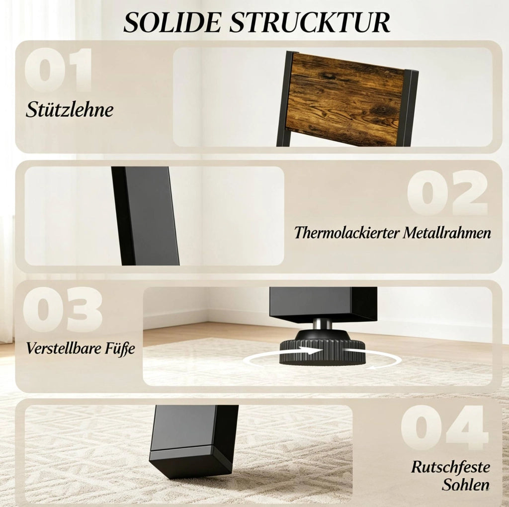 TAVOLO da Pranzo con 4 Sedie 108x60 cm Marrone Rustico e Nero