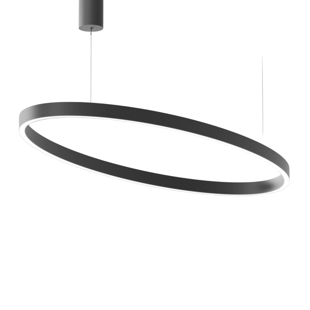 Lampada a Sospensione CRISEIDE S/1G OVAL LED 100W 5100lm 3000K dimmerabile alluminio Nero satinato - Gealuce