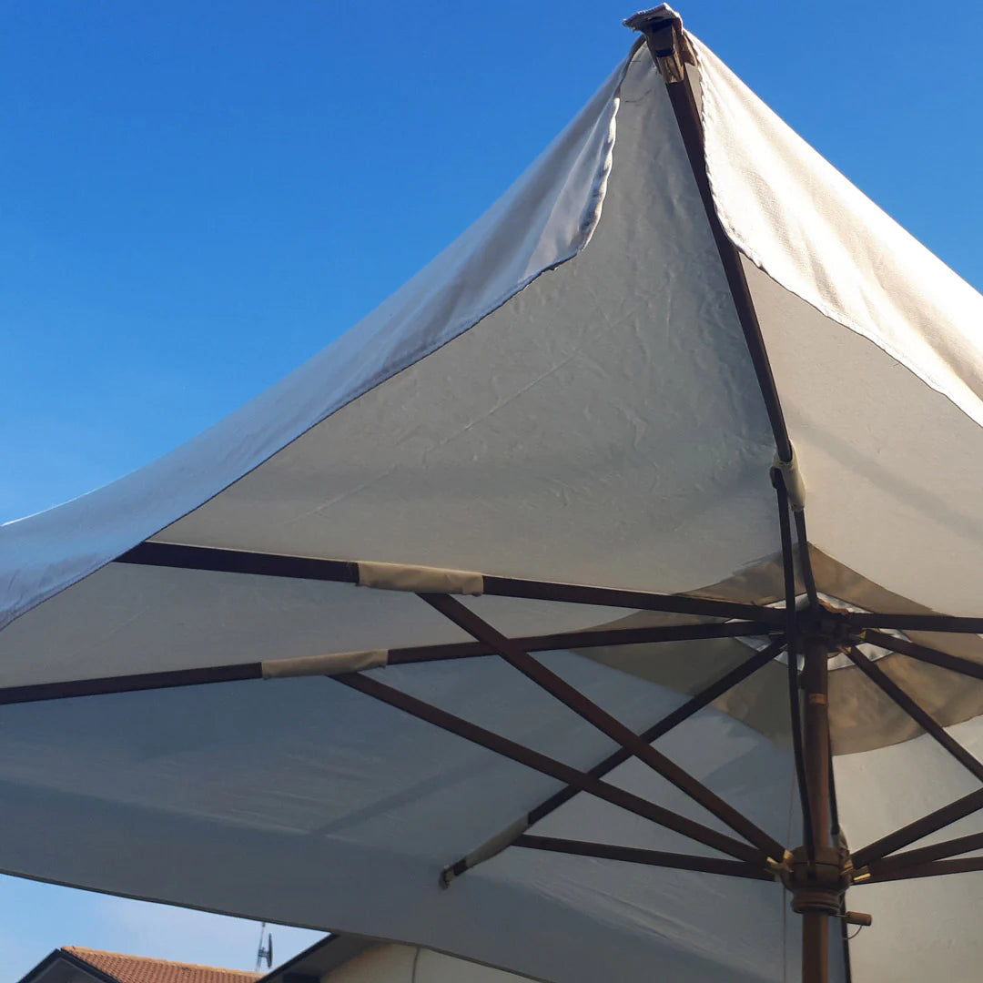 Ombrellone da Giardino 2,5x3,5 m Palo Ø57 mm in Legno Telo in Acrilico Ecrù