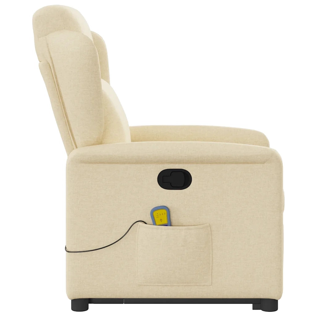 Poltrona Alzapersona Massaggiante Reclinabile Crema in Tessuto 3303152