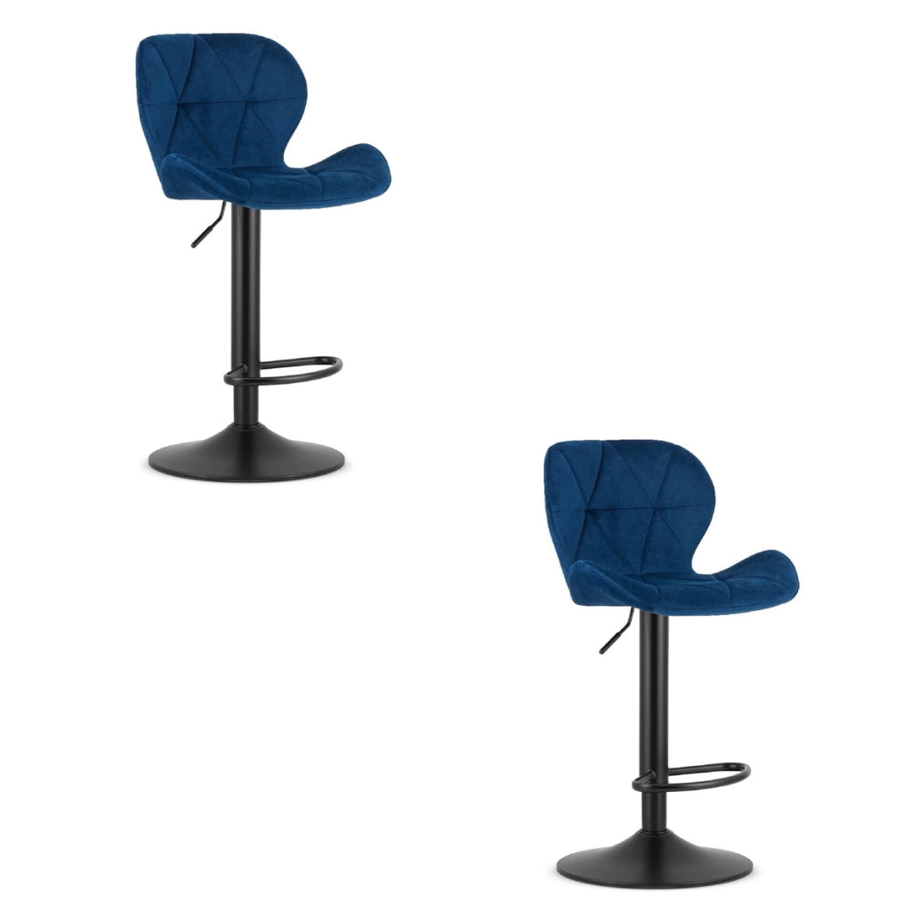 Set di 2 sgabelli alti West in velluto blu notte
