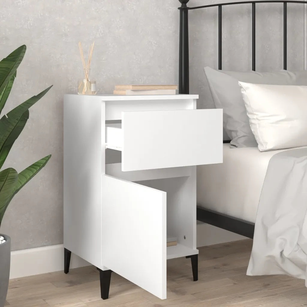 Set di 2 Comodini | Armadio da Notte | Mobiletto da notte Bianchi 40x35x70 cm