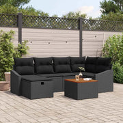 Set Divano da Giardino con cuscino 7 pcs Nero polyrattan
