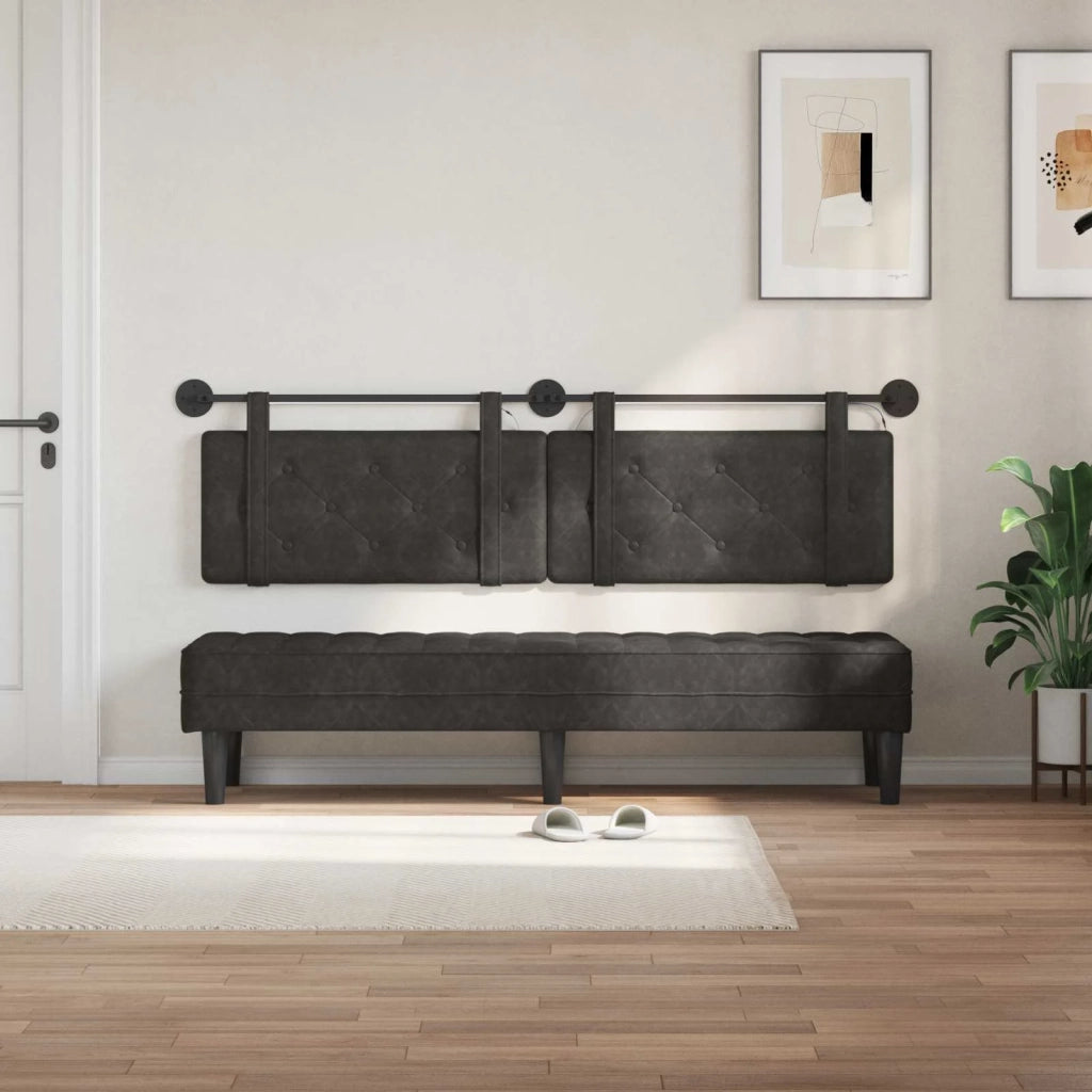 Testiera sospesa Con luce LED Nero PU Antico