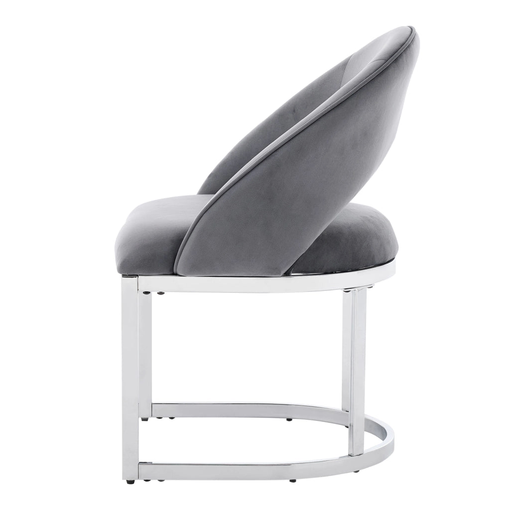 Set di 2 sedie da pranzo 67.01x61.01x53.19 cm in velluto; gambe in metallo; grigio e argento