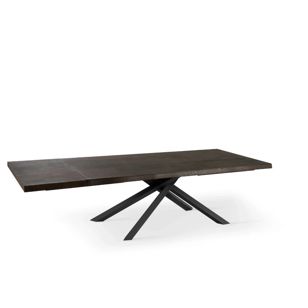 Tavolo da pranzo allungabile in legno impiallacciato rovere termocotto Blake 200-300x100 cm fino a 12 posti Made in Italy | Duzzle