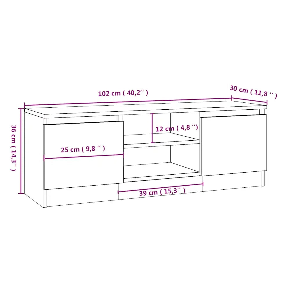 Mobile Porta TV con Anta Grigio Cemento 102x30x36 cm 823354