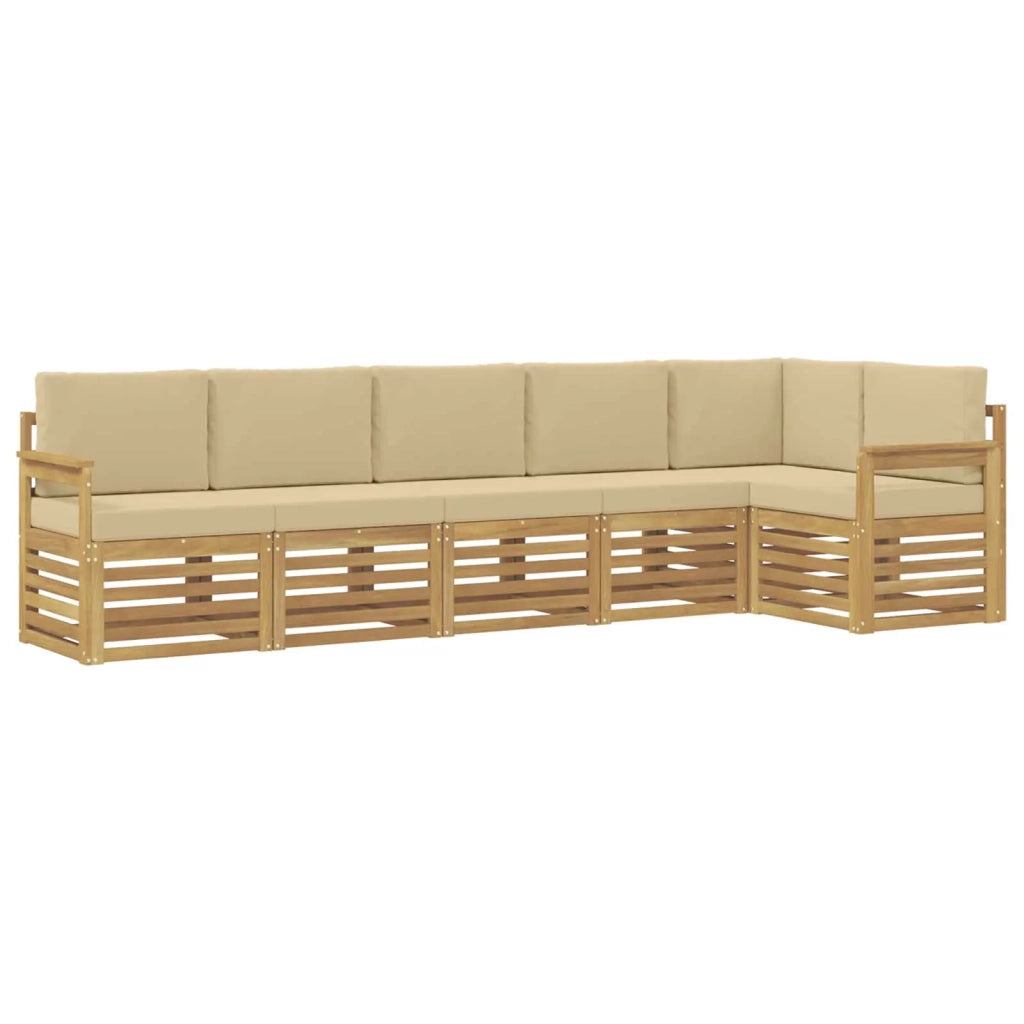 Set di divani da esterno 6 pcs Bianco e Beige