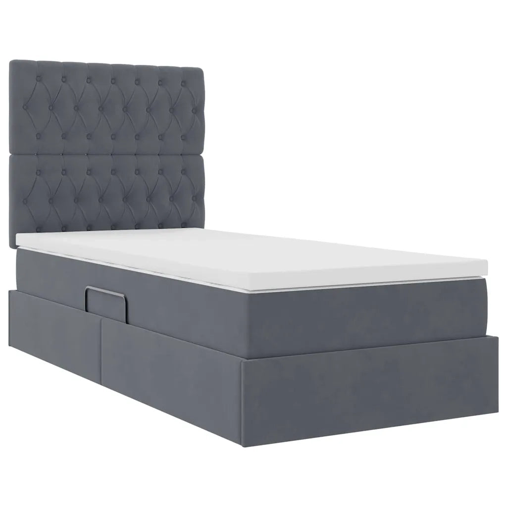 Letto con contenitore e materasso Grigio scuro 90 x 190 cm