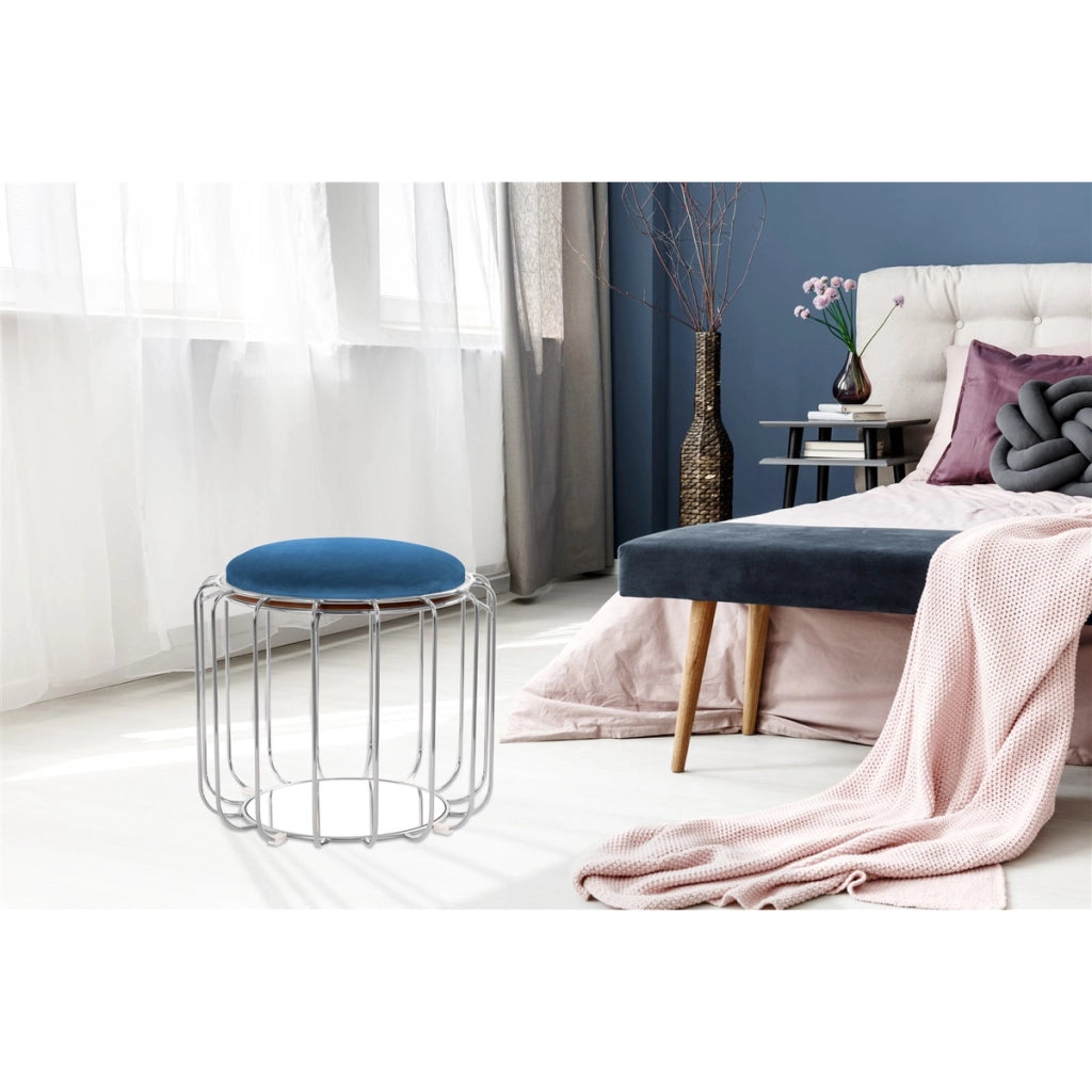 Pouf e tavolino trasformabile Comfortable blu e argento