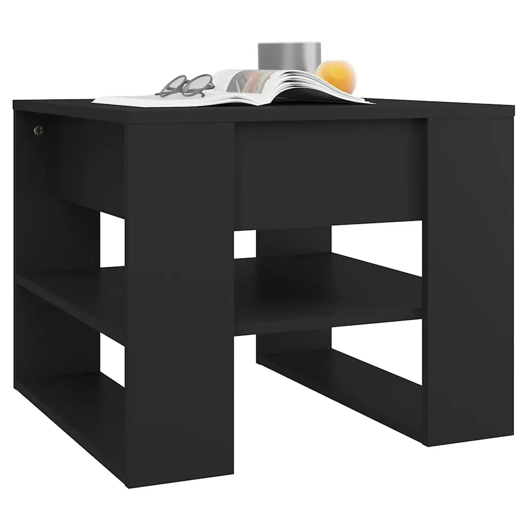 Tavolino da Salotto-Tavolino da soggiorno-Tavolo Nero 55,5x55x45 cm in Legno Multistrato