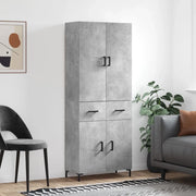 Credenza-Buffet-Armadio da cucina Grigio Cemento 69,5x34x180 cm in Legno Multistrato 242831