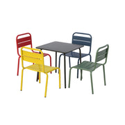 Set tavolo da giardino per bambini in metallo con 4 sedie, multicolore