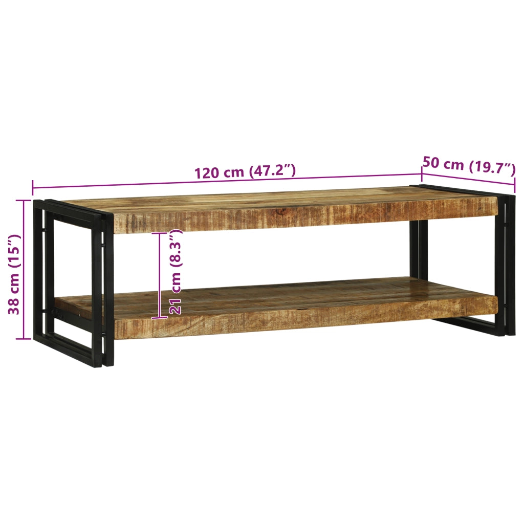 Tavolo da CaffÃ¨ 120x50x38 cm Legno Massello di Mango Grezzo
