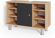 Mobiletto per lavabo Fynn, Antracite, 80 x 54 cm, per la conservazione in bagno con ritaglio per sifone