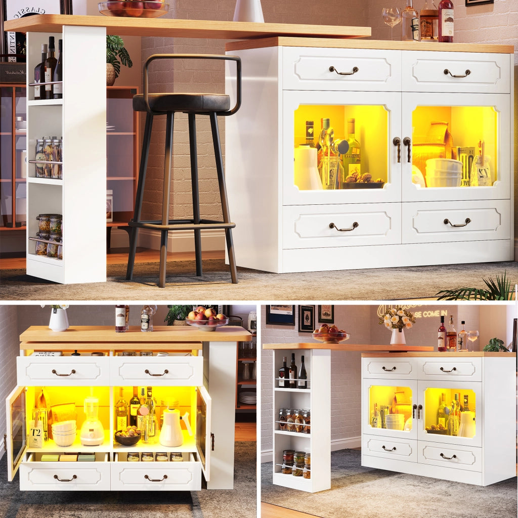 BARTAVOLO Allungabile 135-203x39x92,8 cm MDF Bianco con LED