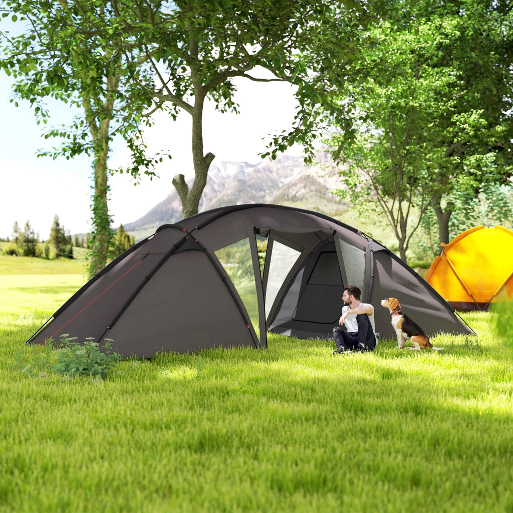 Tenda da campeggio familiare 4-6 persone ¨C zephmum ¨C Impermeabile 3000 mm 2 porte, trasportabile, nero