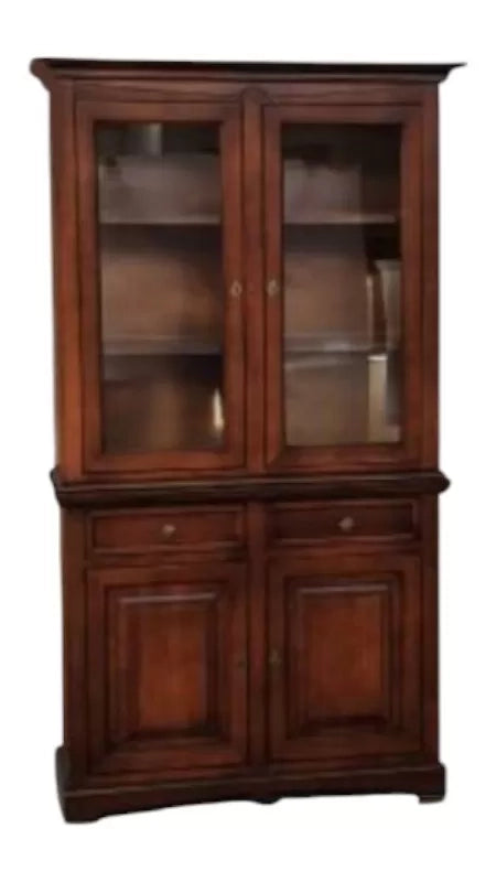 Cristalliera classica 2 porte legno tinta noce 117x46x220 - Mobili 2G