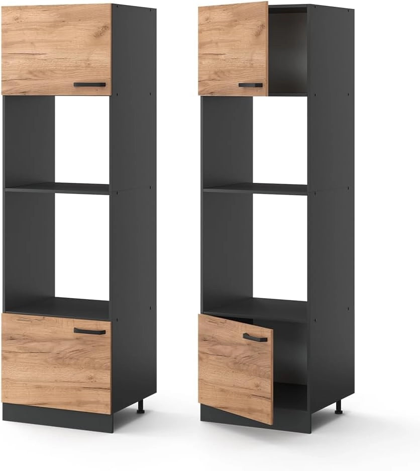 Mobile cucina microonde R-Line, Quercia dorata, 60 cm, per la libera combinazione all'interno di sistemi cucina modulari