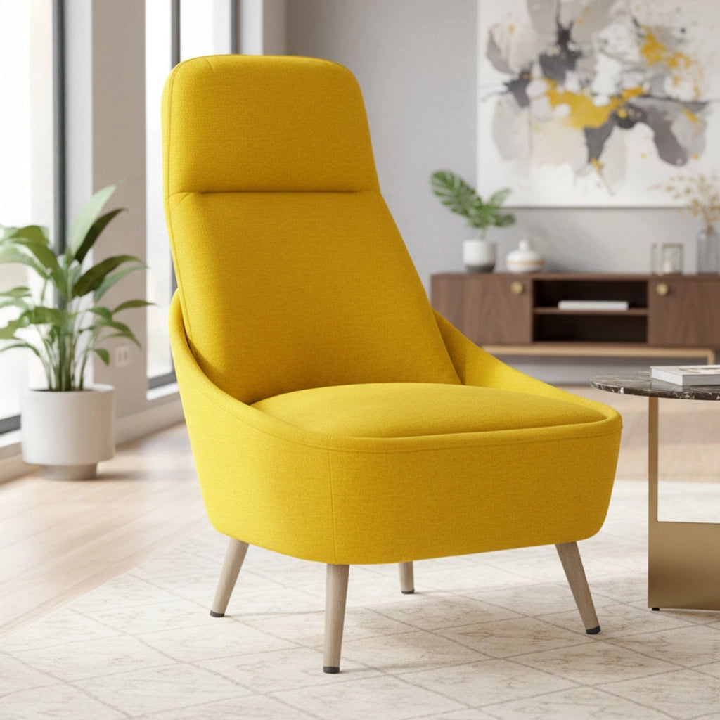 Sedia da ufficio Azzio, Seduta da attesa per ufficio, Poltrona ergonomica, 77x65h100 cm, Giallo