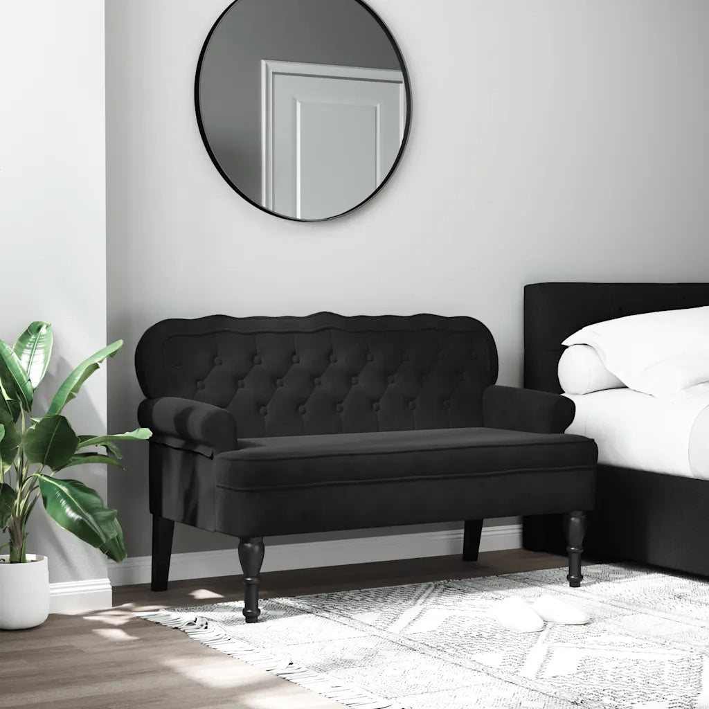 Panca con schienale nera 119,5x64,5x75 cm in velluto 372161