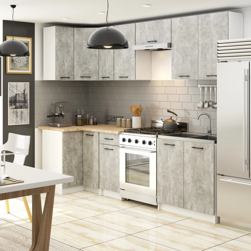 Mobile da cucina pensile sistema AKORD OLIWIA 30 cm H720 Bianco inserto frontale Cemento Grigio Cemento 1 anta 30x30x72 cm