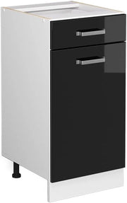 Mobiletto base per cucina R-Line, Nero lucido, 40 cm senza piano di lavoro, per la libera combinazione all'interno di sistemi cucina modulari