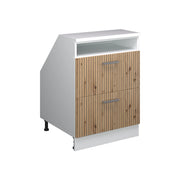 Mobile sottotetto Rion Rovere artigianale/Bianco 60 x 83.8 cm con 2 cassetti, carcassa 60 cm profondità Vicco