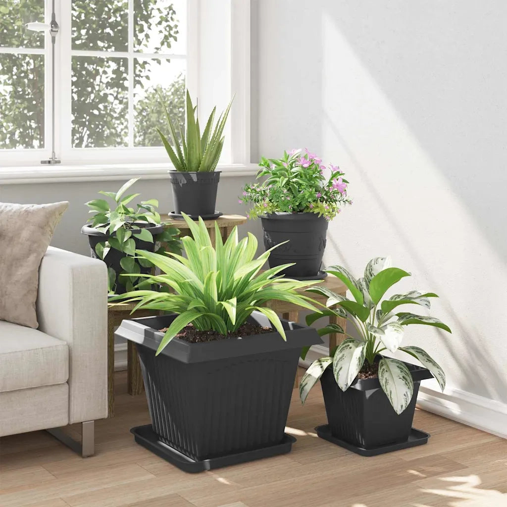 Vaso quadrato per fiori 24 pcs Nero 43 x 43 x 33,5 cm Plastica